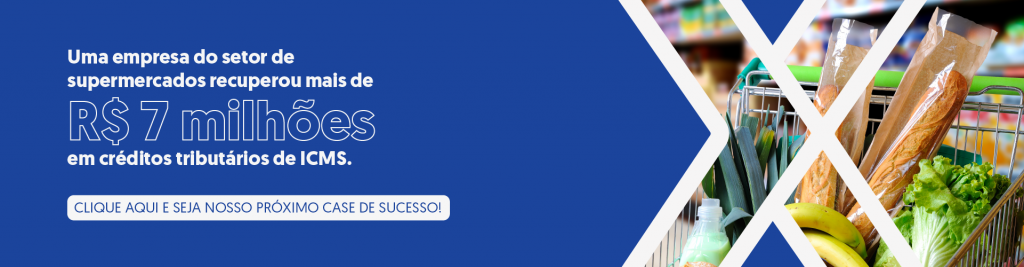 banner azul escuro com um case de sucesso do Tax Group no segmento supermercadista e chamada para ação para clicar e ser o próximo case de sucesso