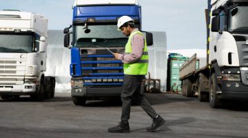 caminhões estacionados, em referência aos benefícios fiscais de ICMS