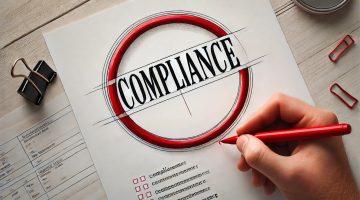 compliance tributário. Folha com circulo vermelho