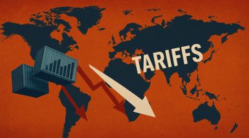 mapa mundi em referência ao tarifaço, guerra fiscal