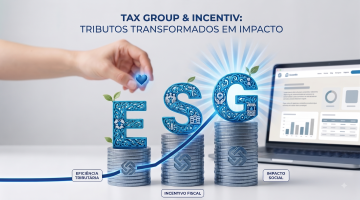 Tax Group e Incentiv: moedas em escala representando ESG